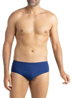 Lot de 3 slips en coton bleus à motifs pourvus d'une taille haute