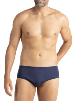 Lot de 3 slips en coton bleus à motifs pourvus d'une taille haute
