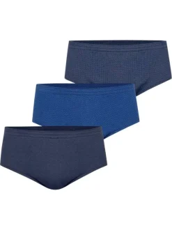 Lot de 3 slips en coton bleus à motifs pourvus d'une taille haute