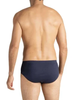 Lot de 3 slips en coton bleus à motifs pourvus d'une taille haute