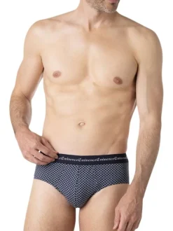 Lot de 3 slips en coton marine à motifs pourvus d'une taille élastiquée