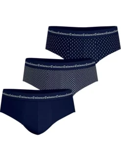 Lot de 3 slips en coton marine à motifs pourvus d'une taille élastiquée