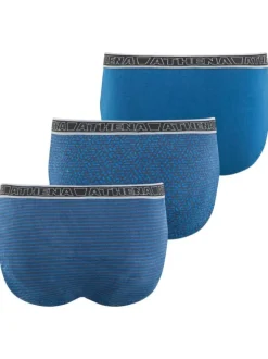 Lot de 3 slips en coton marine unis à coupe fermée et taille élastiquée