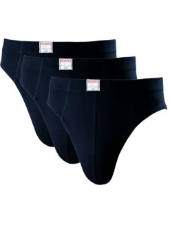 Lot de 3 slips en coton marine unis à coupe fermée et taille élastiquée