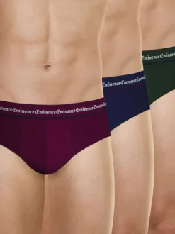 Lot de 3 slips en coton multicolores unis à coupe fermée et à taille élastiquée