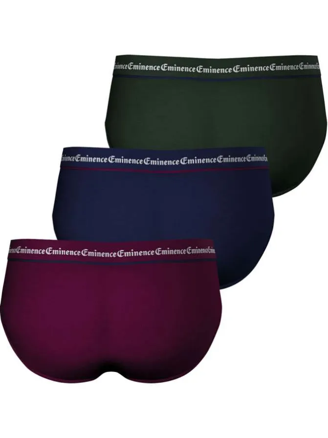 Lot de 3 slips en coton multicolores unis à coupe fermée et à taille élastiquée