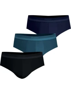 Lot de 3 slips en coton multicolores unis pourvus du nom de la marque imprimé