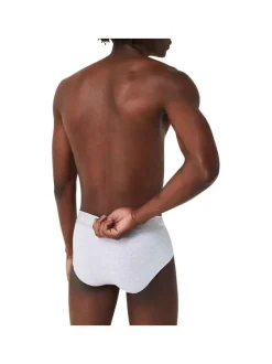 Lot de 3 slips en coton multicolore uni avec ceinture noire, verte et grise