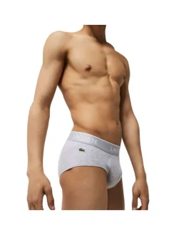 Lot de 3 slips en coton multicolore uni avec ceinture noire, verte et grise