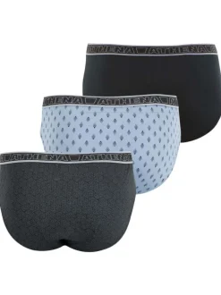 Lot de 3 slips en coton noir imprimés à coupe fermée et taille élastiquée