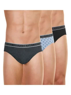 Lot de 3 slips en coton noir imprimés à coupe fermée et taille élastiquée