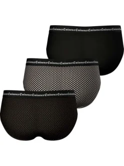 Lot de 3 slips en coton noirs à motifs avec le nom de la marque