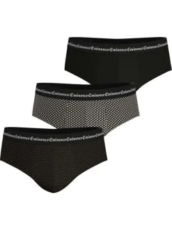 Lot de 3 slips en coton noirs à motifs avec le nom de la marque