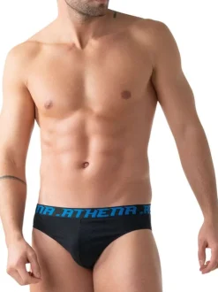 Lot de 4 slips en coton noirs pourvus du logo de la marque sur la ceinture