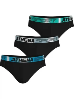 Lot de 3 slips en coton noirs unis avec le nom de la marque imprimé