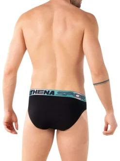 Lot de 3 slips en coton noirs unis avec le nom de la marque imprimé