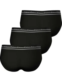 Lot de 3 slips en coton noirs unis avec le nom de la marque à la ceinture