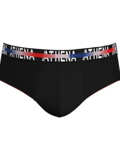 Lot de 3 slips en coton noirs unis avec une coupe fermée et taille au nom de la marque