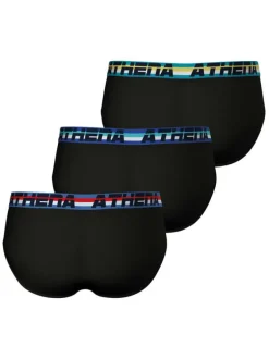 Lot de 3 slips en coton noirs unis à coupe fermée et taille élastiquée