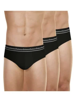 Lot de 3 slips en coton noirs unis à coupe fermée et une taille élastiquée