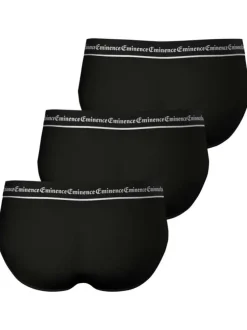 Lot de 3 slips en coton noirs unis à coupe fermée et une taille élastiquée