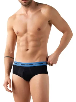 Lot de 3 slips en coton noirs unis pourvus d'une taille élastiquée