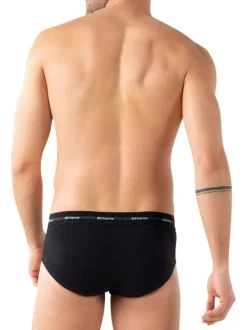 Lot de 3 slips en coton noirs unis pourvus d'une taille élastiquée