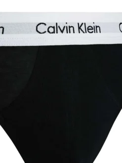 Lot de 3 slips en coton noir uni avec une coupe fermée et nom de la marque