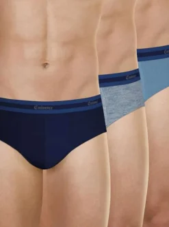 Lot de 3 slips en coton tricolore avec une coupe fermée à taille élastiquée