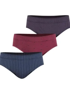 Lot de 3 slips en coton tricolore à imprimé et avec une coupe fermée