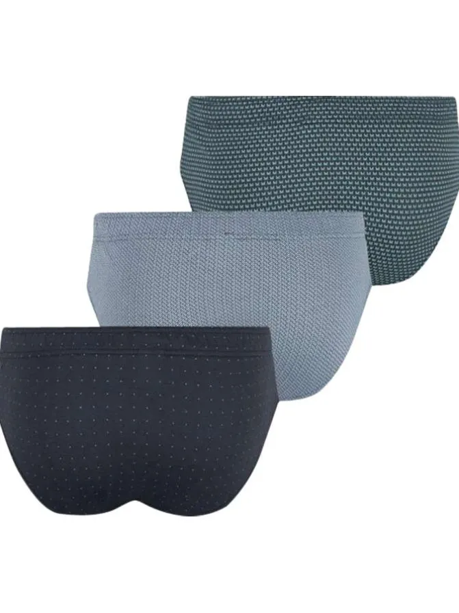 Lot de 3 slips en coton tricolore à motifs taille basse à taille élastiquée