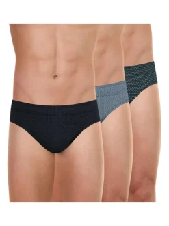 Lot de 3 slips en coton tricolore à motifs taille basse à taille élastiquée