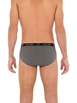 Lot de 3 slips en coton tricolores à coupe fermée et à ceinture noire