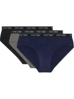 Lot de 3 slips en coton tricolores à coupe fermée et à ceinture noire