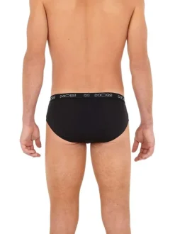 Lot de 3 slips en coton tricolores à coupe fermée et à ceinture noire