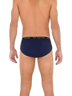 Lot de 3 slips en coton tricolores à coupe fermée et à ceinture noire
