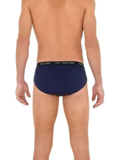 Lot de 3 slips en coton tricolores à coupe fermée et à ceinture noire