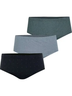 Lot de 3 slips en coton tricolores à minis motifs avec une ceinture élastiquée