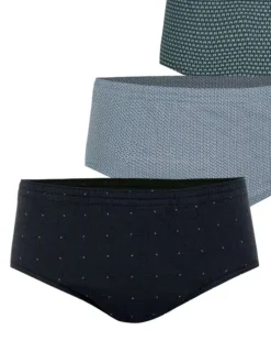 Lot de 3 slips en coton tricolores à minis motifs avec une ceinture élastiquée