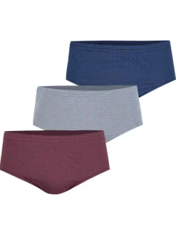 Lot de 3 slips en coton tricolores à petits motifs avec une ceinture élastiquée