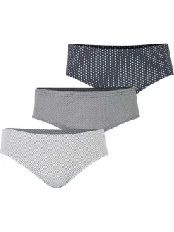 Lot de 3 slips en coton tricolores à taille haute avec des minis motifs imprimés