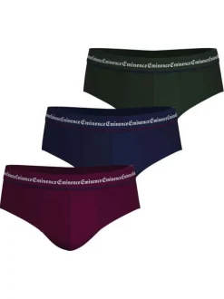 Lot de 3 slips en coton tricolores unis avec le nom de la marque