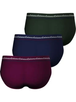 Lot de 3 slips en coton tricolores unis avec le nom de la marque