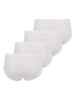 Lot de 4 Slips homme blanc uni avec une bande élastiquée à la taille