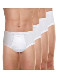 Lot de 4 Slips homme blanc uni avec une bande élastiquée à la taille