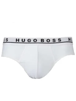 Lot de 3 slips Hugo Boss en coton stretch blanc, noir et gris chiné