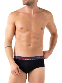 Lot de 3 slips noirs unis pourvus du nom de la marque imprimé