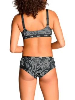 Lot de 2 slips shorty en coton noir unis avec le nom de la marque sur la taille