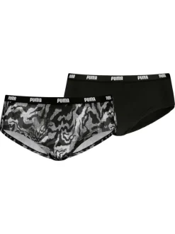 Lot de 2 slips shorty en coton noir unis avec le nom de la marque sur la taille