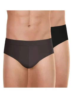 Lot de 2 slips unis en coton avec une coupe fermée et une taille élastiquée